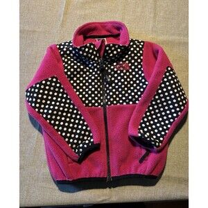 Girls 2T Pink North Face Fleece With Black And White Polka Dots Zip Front Good